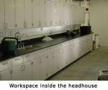 Workspace inside the headhouse