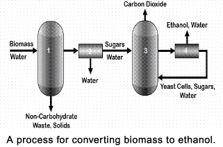 A process for converting biomas to ethanol