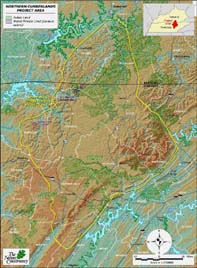 North Cumberland Plateau project area map
